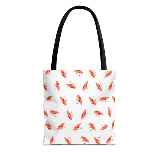 Seagull With Surfboard Tote Bag